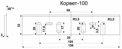 Нож для станка 156х32х3 мм ЭНКОР для К-100, 2 шт. (25529)